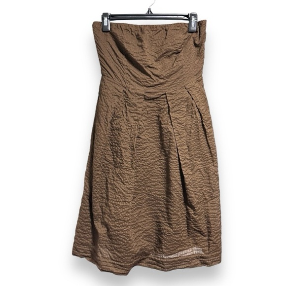 J. CREW Lorelei Embossed Strapless Chocolate Brown Dress Women’s Size Cocktail - Picture 1 of 16